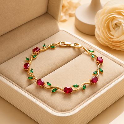 Red and Green Tulip Bracelet