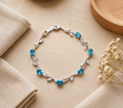 Light Blue Silver Princess Aura Tulip Bracelet