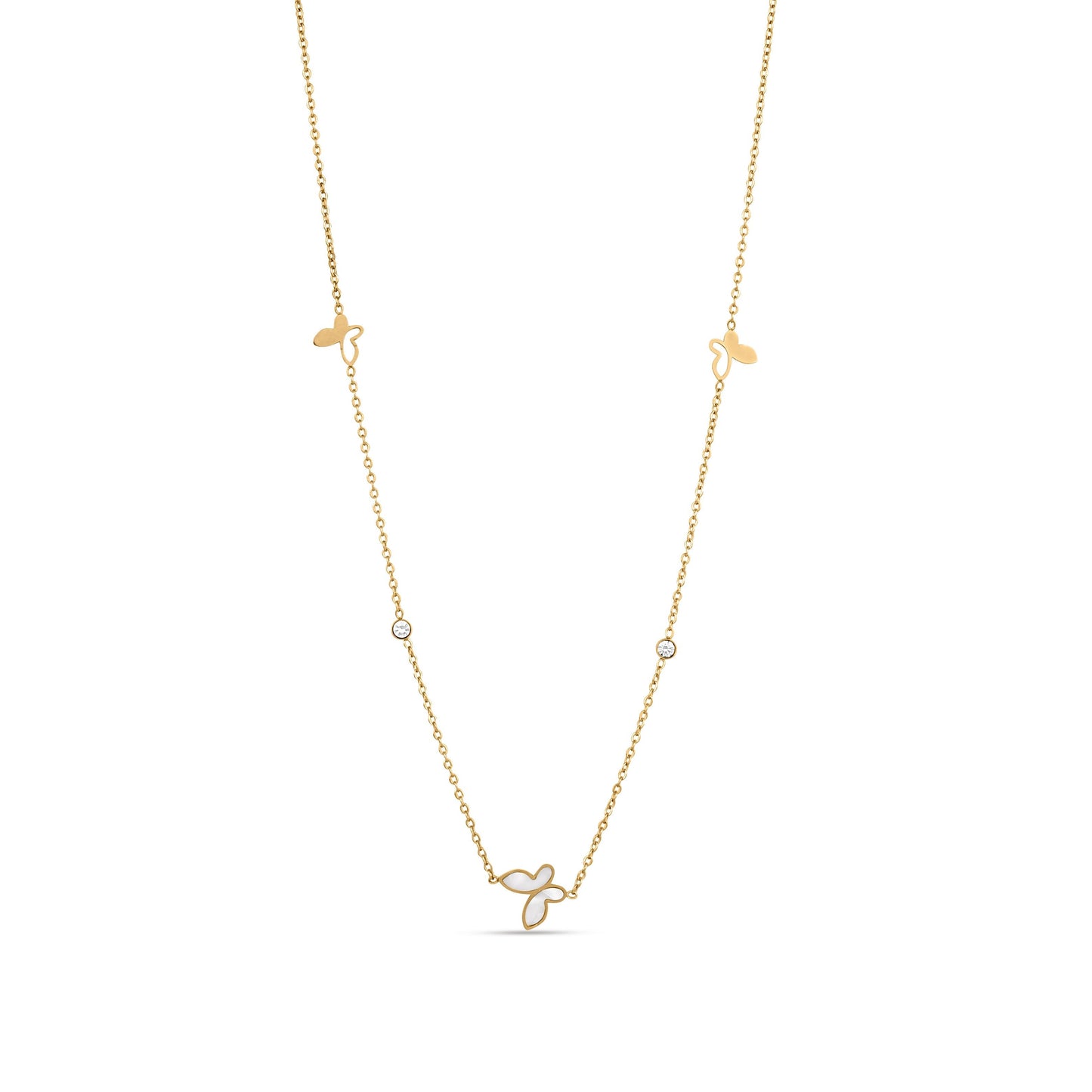 Butterfly Charm Necklace With Stones