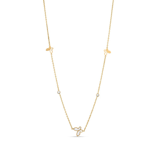 Butterfly Charm Necklace With Stones